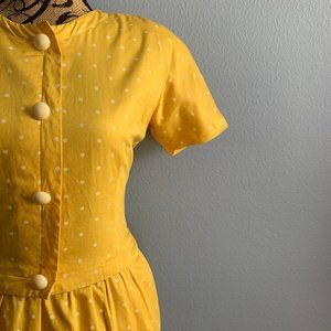 Oscar De La Renta Miss O Canary Yellow Polka Dot Dress